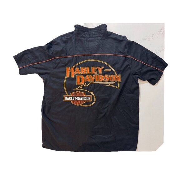 Vintage Harley Davidson Shirt Men 2XL Black Button Down Cotton Embroidered XXL - Picture 1 of 16